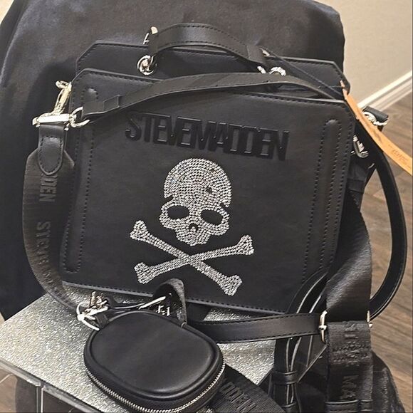 Steve Madden BEvelyn Rhinestone Skull Crossbody Bag - Picture 8 of 11